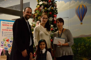 From the left: Our Broadway steps student - Chaira Boccardii with her father, Martina Oslejskova (Director Broadway Academy Westmount) and Marie-France Haineault (Professional Coordinator, Child Life Services)